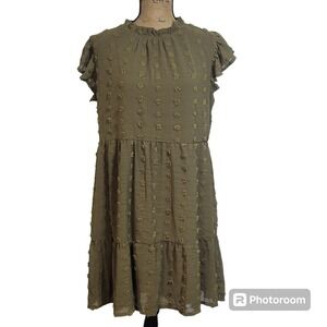Zattcas sage green dress medium Ruffle Sleeves M Women's